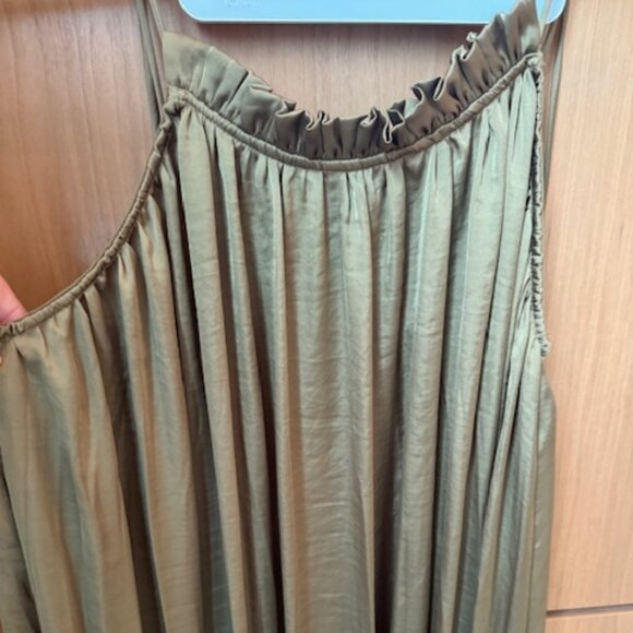 NWT Zara Satin Grecian Style Slip Dress in Army Green - Size Women's XS - Picture 2 of 5
